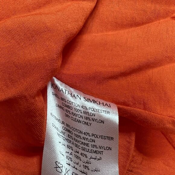 Jonathan Simkhai Dress Womens Small Orange Collared Cutout Waist Mini Dress $365 - Picture 14 of 15